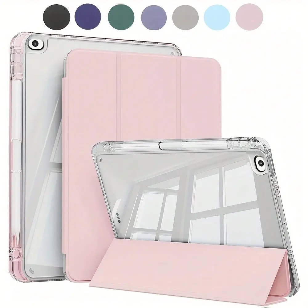 Triple Fold Flip Shockproof Tablet Case with Pen Slot & Auto Sleep/Wake, Compatible with ipad case 10th/11th Gen, 10.2-inch, 11-inch Pro (2021/2020), Galaxy Tab S9 FE+ 12.4-inch, Pink/Black/White, Unisex Protective Cover