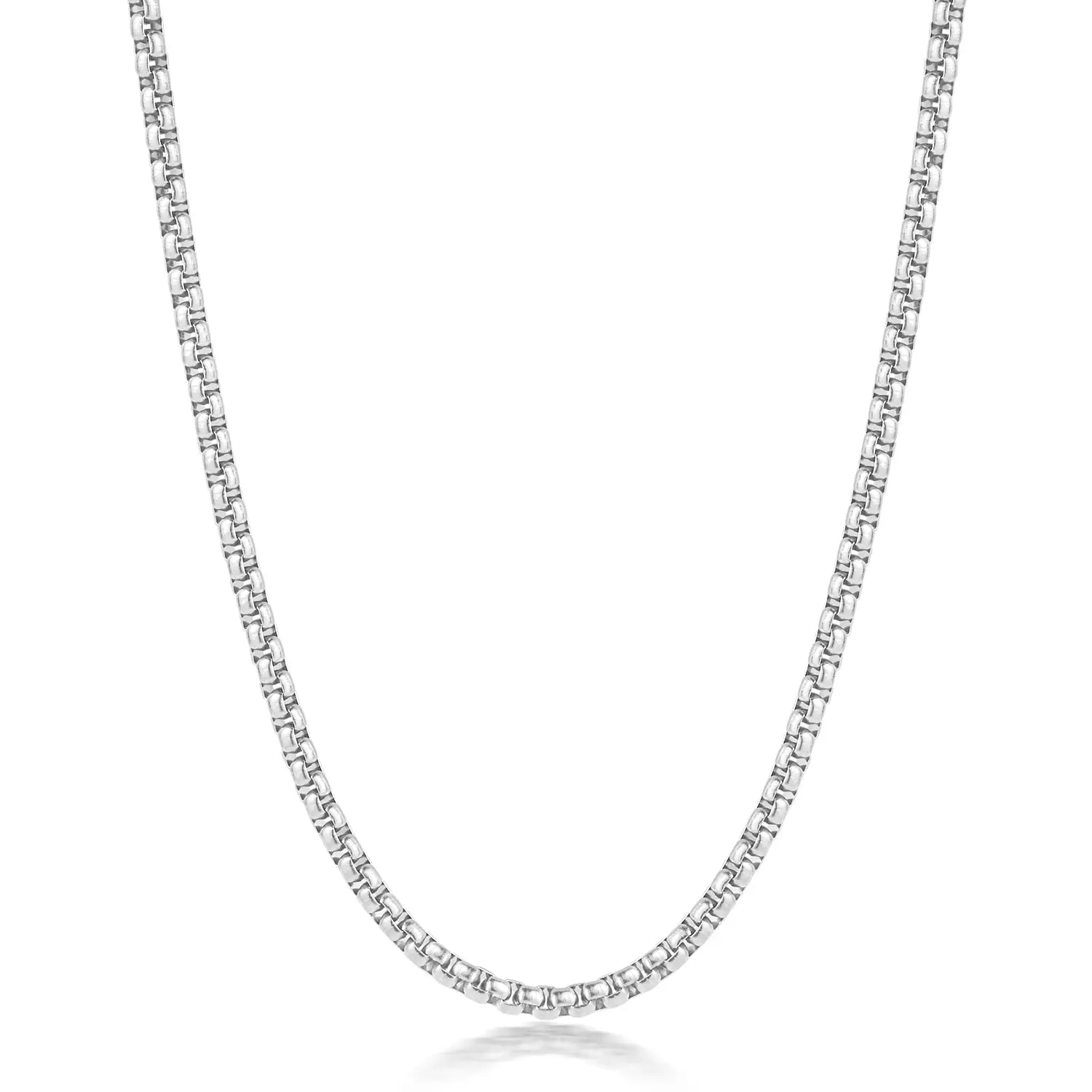 3mm Tone Box Silver Chain for Men, Mens Chain Necklaces, Chain Necklace for Women and Men