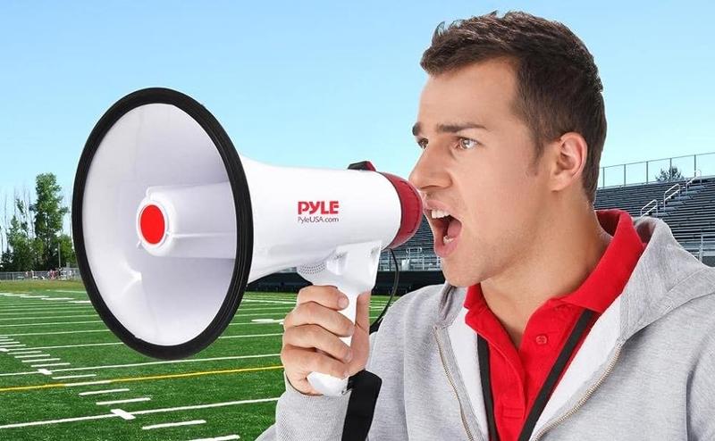 Megaphone Bullhorn With Siren & Music, Lightweight Mini Bullhorn With Loud Speaker & Volume Control - 800 Yard Voice Range Megaphone