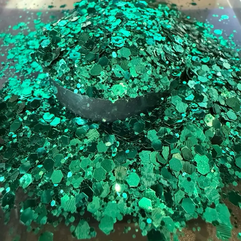 Reese & Riley Co. Wicked Premium Green Metallic Chunky Glitter Mix - High Quality Glitter with Metallic Sparkle, Luxury Glam Nail Art Supply for Resin Art Tumblers, DIY Crafts; A Little Goes a Long Way