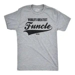 Mens Worlds Greatest Funcle Funny Fun Uncle Gift Sarcastic Novelty Cool T shirt Mens Funny T Shirts Cool Vintage Fashion T-Shirt Gift Classic Menswear Funny Uncle Short Sleeve Novelty Tees for Guys Light Grey