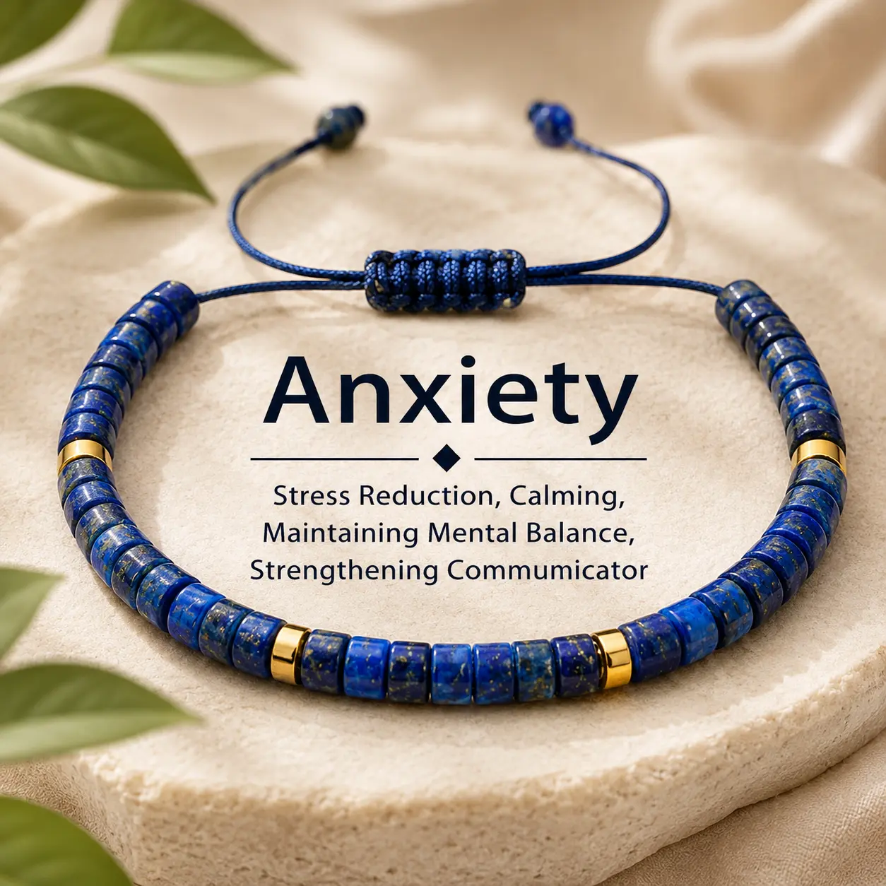 Relieve Anxiety Lapis Lazuli Beaded Bracelet,Crystal Jewelry,  blue bracelet blue friendship bracelet unity  bracelet beaded  jewelry protection bracelet encouragement gift fashion artificial Colorblock Beaded Crystal Bracelet summerwins