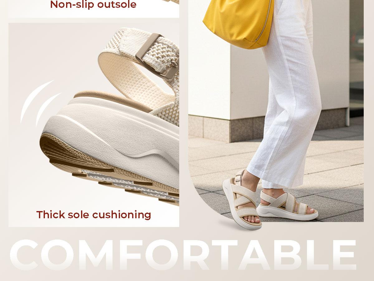 Vilanva Women’s Orthopedic Platform Walking Sandals with Arch Support Lightweight Breathable knitted upper Comfortable Plantar Fasciitis Relief Sport Sandals For 2026 Summer Trendy Outfits