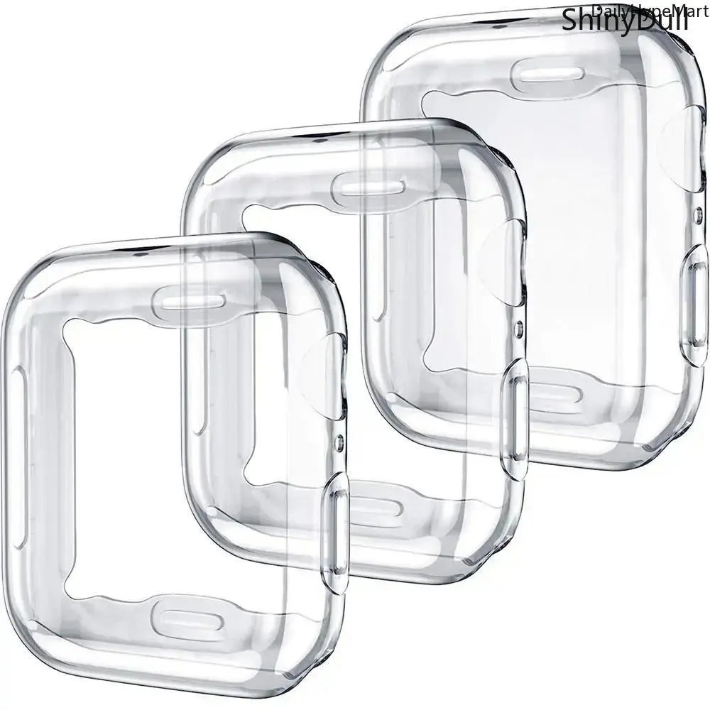 3-Pack Durable Smart Watch TPU Case with Full-Cover Anti-Drop Screen Protector, Wearable Accessories for 38-49mm Apple Watch