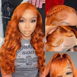 26 Inch Long Wavy Ginger Synthetic Wig 13x4 Lace Front Pre-Plucked Hairline for Party Daily Use Heat Resistant Fiber