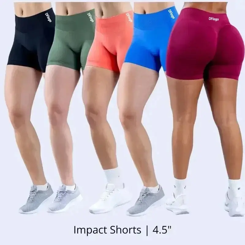 DFYNE Impact Shorts Booty Sculpting High Waisted Squat Proof Workout Shorts for Women Yoga Running Gym Training Activewear