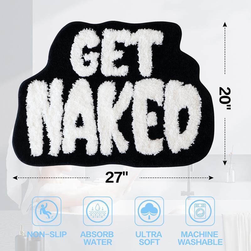 Get Naked Bath Mat, Cute Bathroom Rug for Bathroom Mat, rregular Non Slip ShowerFloor MatUltra Soft Mat Funny Bathroom Decor Soft Water-absorbent Anti-slip Floor