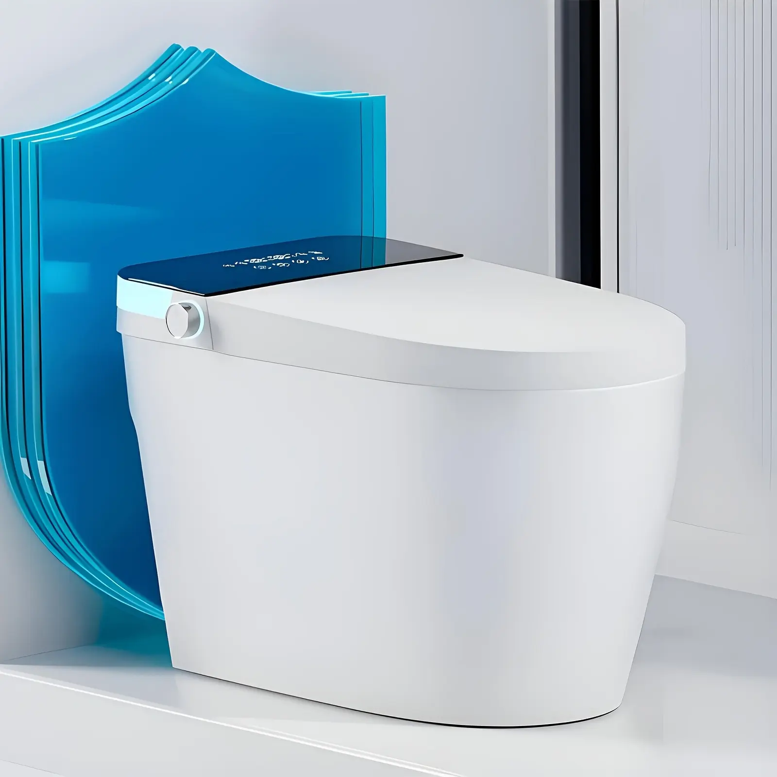 All-In-1 Tankless Smart Toilet - Modern Extended Design, Automatic Dual Flush, Foam Protective Cover, ft Pedal Sensor, Heated Seat, Warm Water Cleansing, Drying Function, LED Display, Remote Control Compatible (Home Improvement Bathroom Fixture)