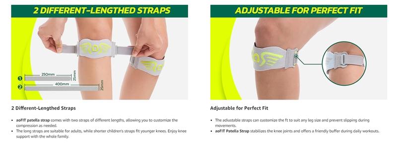aoFIT Patella Strap, Patella Bands，Tendonsupport strap，JumpersKnee support strap，Knee Reliefand Patella Stabilizer Knee StrapBrace Support for Hiking