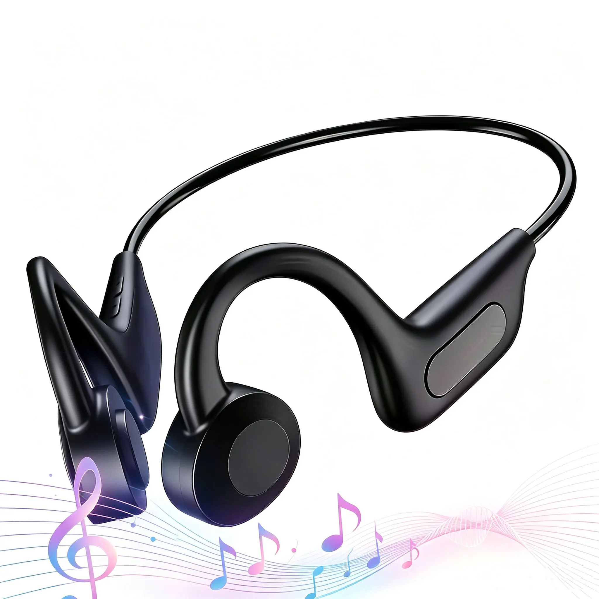 Bone Conduction Wearable Bluetooth Headphones with Noise-Canceling Mic, Waterproof, Call Control, Hands-Free Calling, Audio Support, Phone/Tablet Compatible for Cycling, Running, Waterproof Headphones, Abs Plastic
