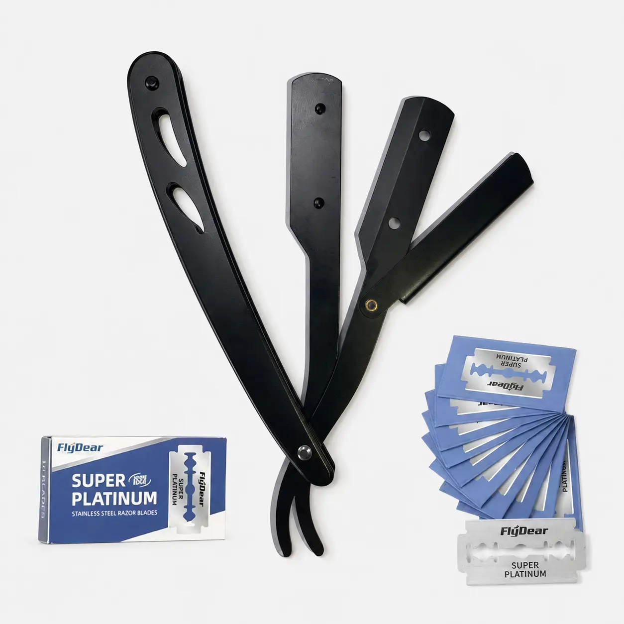 Professional Straight Razors Kit with 100 Replacement Blades - Durable & Foldable Manual Shaver for Men, Women, Travel & Oily Skin, Anti-Dandruff, Foldable Blade
