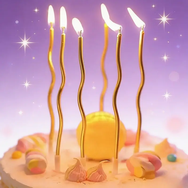 6/36Pcs Spiral Twisted Birthday Cake Candles, Multi-color Curved Metallic Arc Design Candles, Cake Topper Decor, Cake Decorating Supplies for Birthday Parties, Weddings, Holiday Celebrations and Dessert Table Arrangements, Cake Decoration Supplies