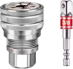 Universal Adjustable Socket Wrench with Adapter, 10-19mm, 3/8''-3/4'' Ratchet Wrench, Updated Adjustable Drive Socket Wrench Sleeve for 3/8" Drive Ratchet Torque Wrench and Power Drill