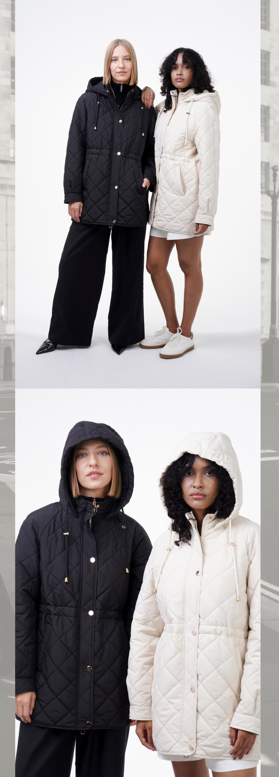 PUFFIT WarmCore Premium Mid-length Diamond Quilted Drawstring-waist PUFFER Style,Classic Diamond Pattern,Waist-cinching Lightweight Cotton Jacket,High-density Integrated Quilting Lightweight, Comfortable For Commuting, Stylish For Going Out SpringStatemen