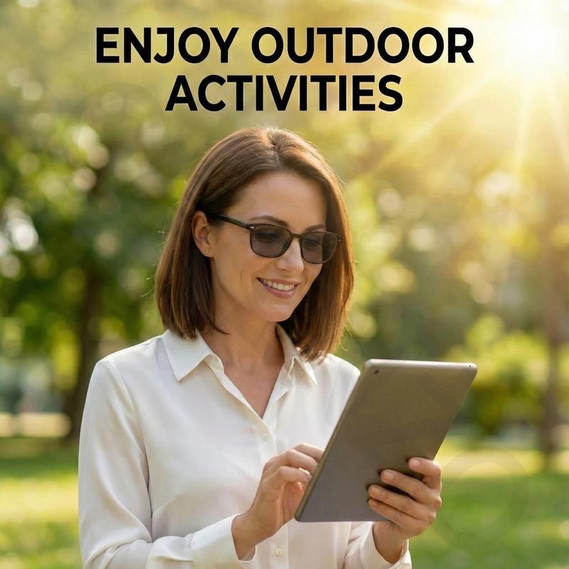 Frameless Smart Zoom Reading Glasses for Men & Women, UV Sun Readers, Computer Anti Blue Light Glasses, Progressive Photochromic Multifocus, Automatic Diopter Adjustment, High-Definition Vision, Blue Light Filter, Ergonomic Design, Soft Silicone Nose Pads