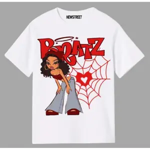 BRATZ Doll T-Shirt - Comes in Red or Black on Blk or White Shirt Short sleeve Cotton Casual T shirt graphic Cute  Comfortable Summer  Top