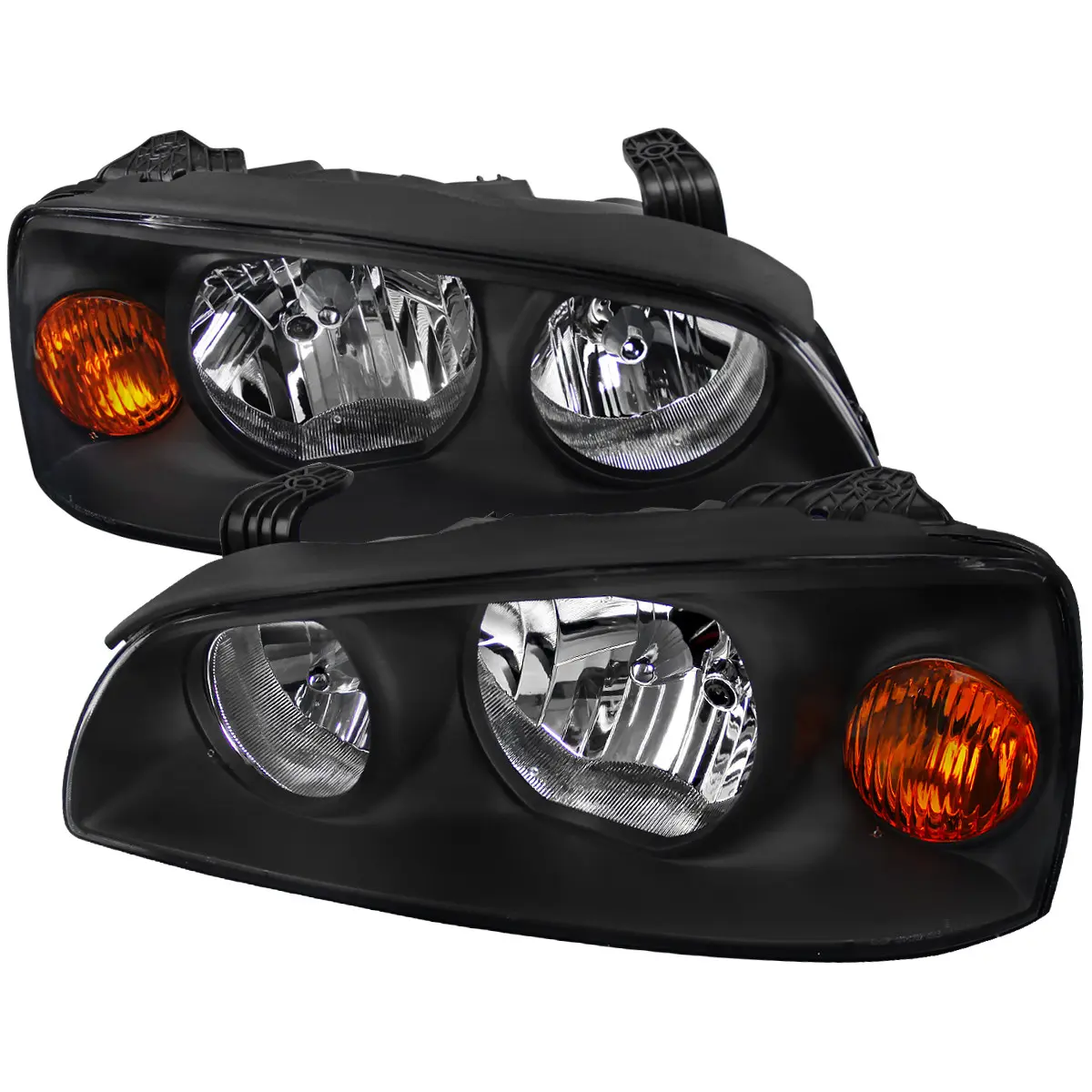 2004-2006 Elantra Crystal Headlights w/ Amber Reflectors (Black Housing/Clear Lens)