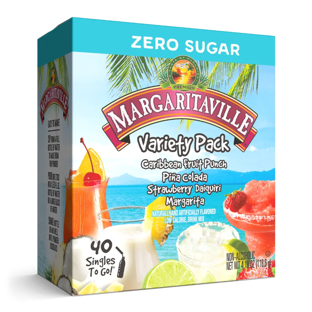 Margaritaville Sugar-Free Mocktail Beverage, 30ct Single-Serve Flavor Packets for Water, Hydration Powder Drink Mix Sticks