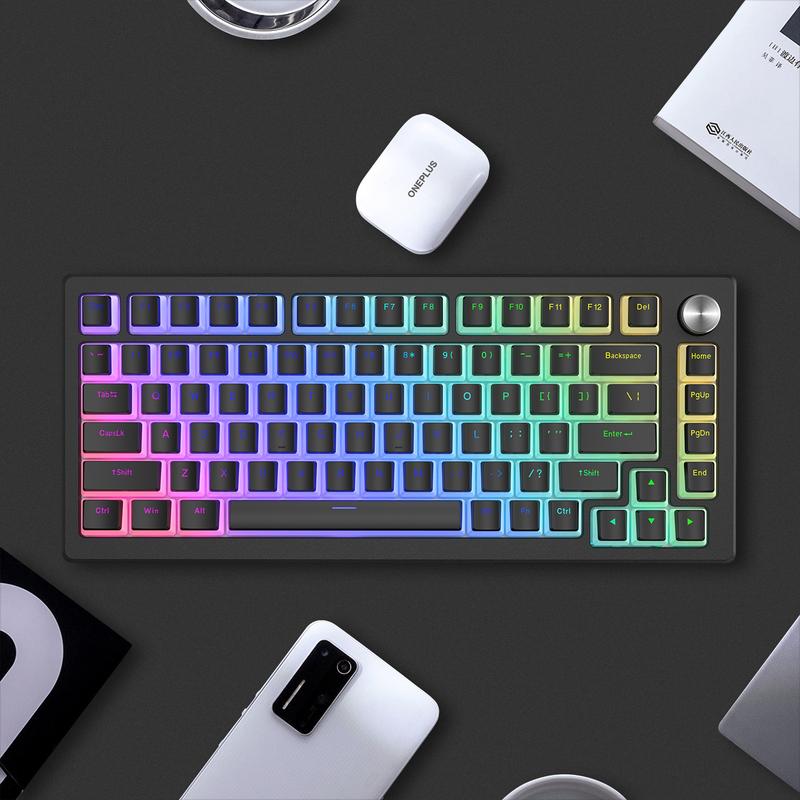 Womier Pudding Keycaps PBT Shine Through 165 Keys Set OEM Profile Custom Keycaps for Mechanical Keyboards Black