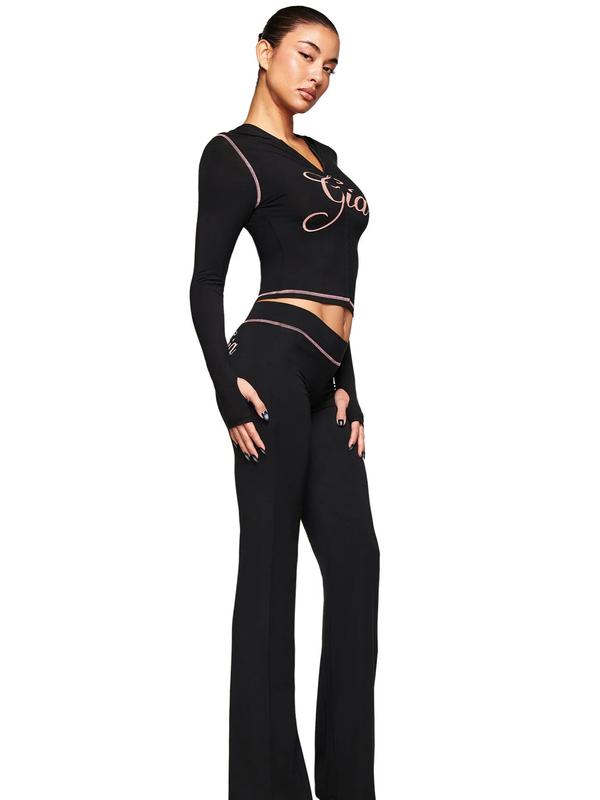 I.AM.GIA Blare Tracksuit Set - Soft Fabric, Wide Elastic Waistband, Water-Based Logo, Pink Stitching, Pull-On Construction