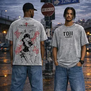 Toji Fushiguro Vintage Washed Oversized Anime Tee | Jujutsu Kaisen Sorcerer Killer Graphic T-Shirt | Heavyweight Cotton | Boxy Fit Streetwear | Dark Anime Manga Shirt