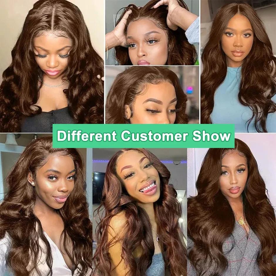 Bling Hair 13x6 Body Wave Chocolate Brown Lace Front Hair Wigs Brazilian Wigs For Women Body Wave13x4 Pre Plucked Honey Brown Lace Frontal Wigs 180Density TikTokShopBlackFriday
