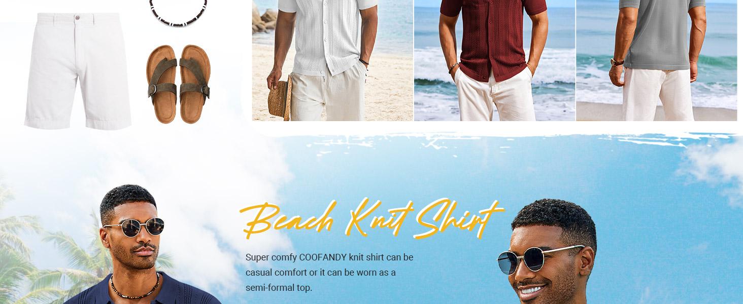 COOFANDY Men's Knit Shirts Short Sleeve Casual Button Down Polo Shirt Summer Beach Vacation Shirts Outfit Top COOFANDY Men's Knit Shirts Short Sleeve Casual Button Down Polo Shirt Summer Beach Vacation Shirts Outfit Top