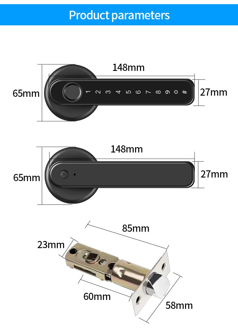 TTLock/tuya APP Smart Fingerprint Lock password code Door Lock Bluetooth Biometric fingerprint lock Electronic Handle Lock
