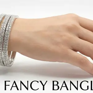 3-Piece 3mm Cz Bangles Bracelets Set, Silver and Gold Fashion Elegant Costume Jewelry Accessory for Daily Outfits