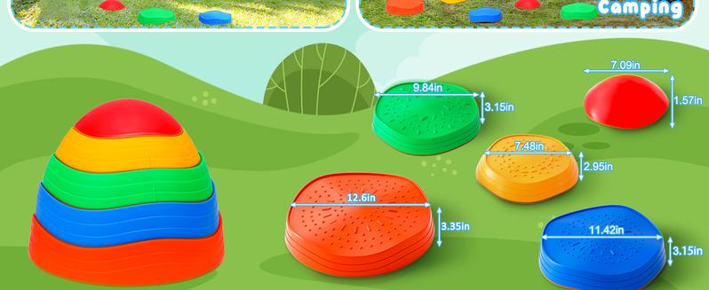 Non-slip Balance Training Boards, 5 Counts/set Colorful Balance Stepping Stones for Indoor & Outdoor, Coordination Training Sensory Toys, Valentine's Day gift​