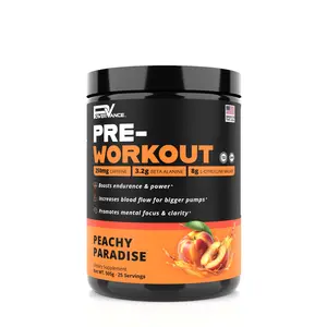 Powervance Pre-Workout Peachy Paradise 8g L-Citrulline Malate 3.2g Beta-Alanine 250mg Caffeine for Endurance Power and Focus