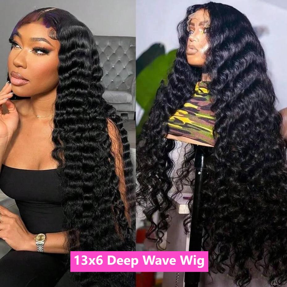 Bling Hair Glueless Wigs Deep Wave Human Hair Wig 6x4 Pre-Cut Curly Water Wave 5x5 7x5 9x6 Lace Closure Wigs 180% Density Ready Go Wigs For Women