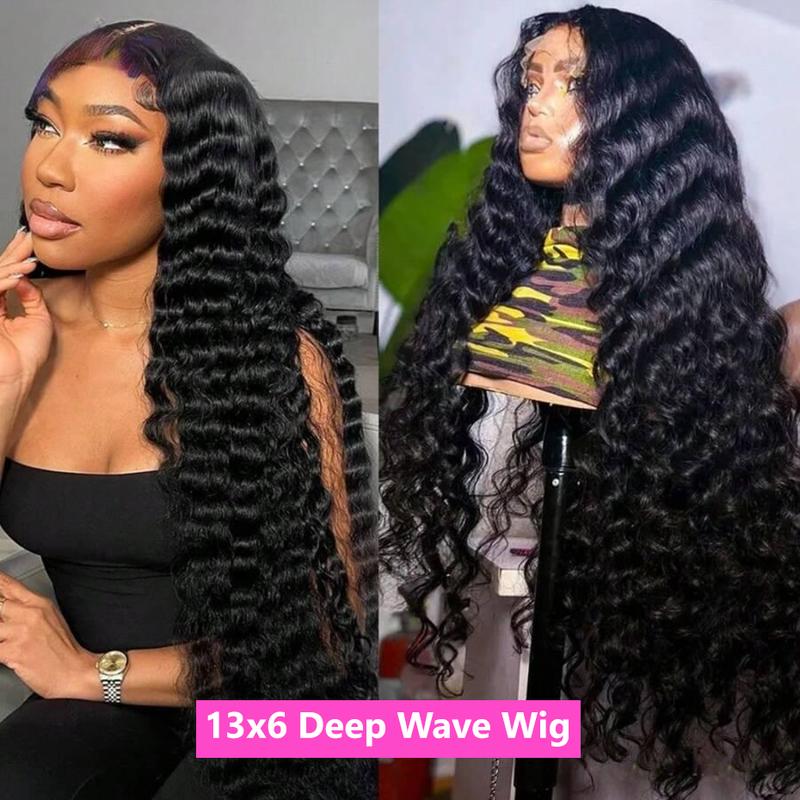 Bling Hair Glueless Wigs Deep Wave Human Hair Wig 6x4 Pre-Cut Curly Water Wave 5x5 7x5 9x6 Lace Closure Wigs 180% Density Ready Go Wigs For Women
