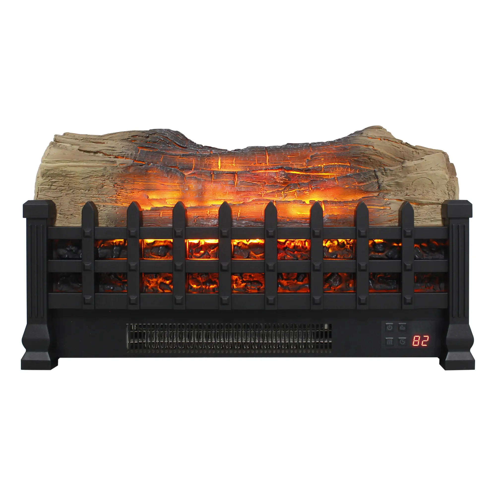 Eyisean Small Electric Fireplace Heater Insert - Free-Standing Indoor Furniture, 3D Flame, Adjustable Heating, 11 Temp Settings, 9hr Timer, Heats Up to 400 Sq Ft