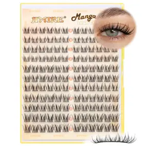 Manga Lash Clusters Natural Eyelash Clusters Wispy Cluster Eyelash Extensions 10-14MM CC Curly Individual Cluster Lashes 132Pcs Wet Look Lashes Clusters Pestañas Postizas Naturales by JIMIRE