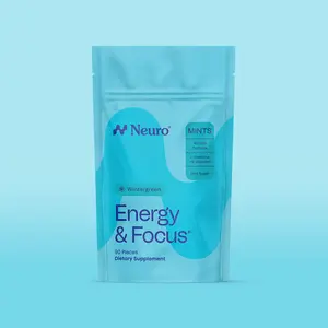 Neuro Energy Caffeine Mints (90 Pieces) - Sugar-Free Nootropic Mints for Energy & Focus with L-theanine, Natural Caffeine, Vitamin B12 & Vitamin B6 - Wintergreen Flavor