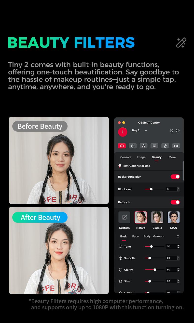 【Hot!!!】OBSBOT Tiny 2 Webcam 4K Voice Control PTZ, AI Tracking Multi-mode & Auto Focus, Web Camera with 1/1.5" Sensor, Gesture Control, 60 FPS, HDR Light Correction, Webcam for PC, Streaming, Conference wyze wirelesscamera videogames