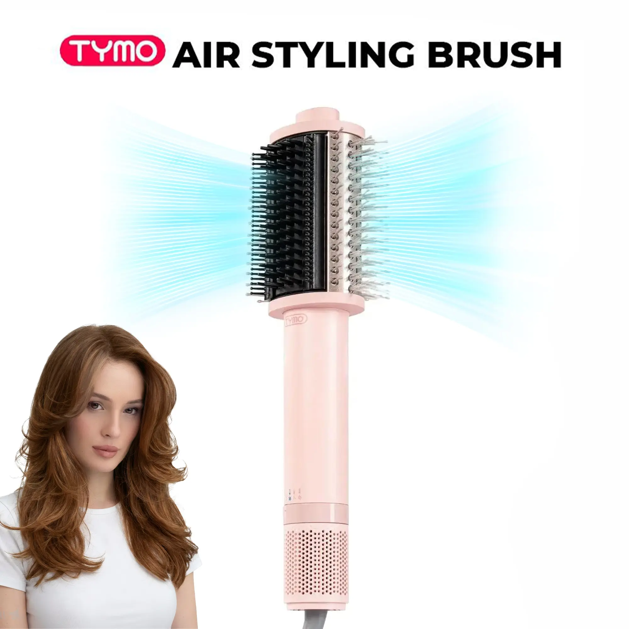 TYMO AIRBEAM 3.0 High-Speed Hair Dryer Brush for Frizz-Free Blowouts with Smoothing Comb and Ionic Technology, Gift Box Ready Personal Care Appliance; Blow Dryer with a Comb Hot Air Styler Summervibes gift Pink fathersdaygift