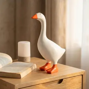 7 Inch Desk Goose Statue – Cute Resin Desktop Goose Figurine for Desk Decor, for Holidays and Housewarming