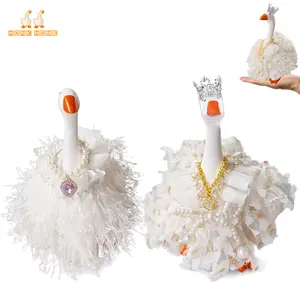 5 Pcs Desk Goose Princess Tassel Dress Set, Elegant Skirt with Crown & Necklace Accessories For 7Inch Magnetic Desk Goose, Sweet Royal Outfit for Desk Decor