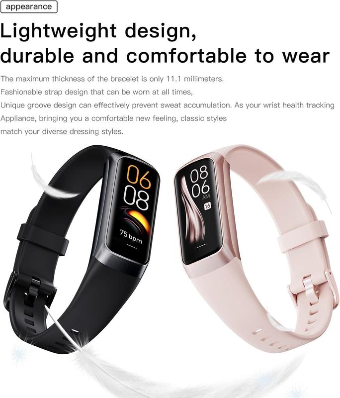 Keep Health Fitness Trackers for Women Men Amoled Step Counter Slim Thin 25 Sports Modes with Heart Rate Blood Pressure Monitor Alarm Stopwatch Timer Calories Burned IP68 Step Tracker Watch Excelpeakia