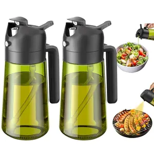 2 Count 2 in 1  Sprayer and   for Kitchen - 16oz/470ml Light-Blocking Dark    Spray Bottle for Cooking, Air Fryer, Salad & BBQ Utensils-2PC Utensils