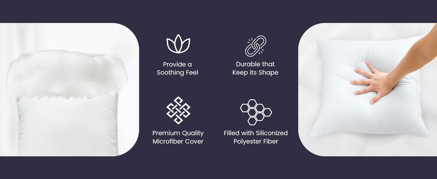 Lux Decor 4 Pack Throw Pillows - Hypoallergenic Durable Fillings Square Cushion, Soft, Fluffy & Lightweight Decorative Stuffer Pillows Insert-Machine Washable-Home Decoration Essentials-Versatile Decor Items