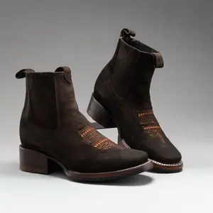 WOMEN'S 723 NOBUCK SQUARE TOE ANKLE BOOTS CHOCOLATE