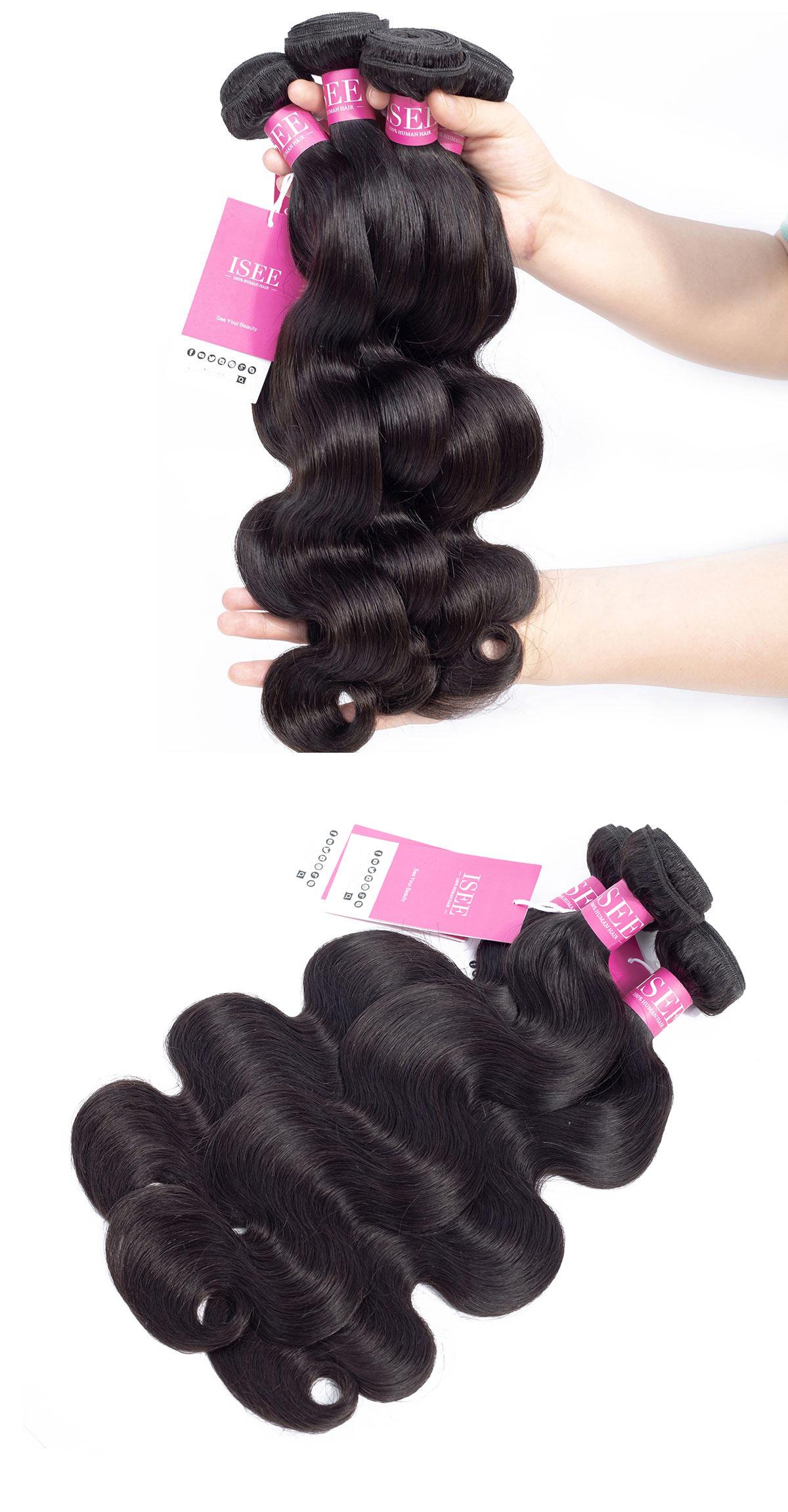 ISEE HAIR Body Wave Hair Bundles Each Bundle 150g with 2×6 HD Lace Closure#SpringStatements#greenish#TikTokShopSpringGlowUp
