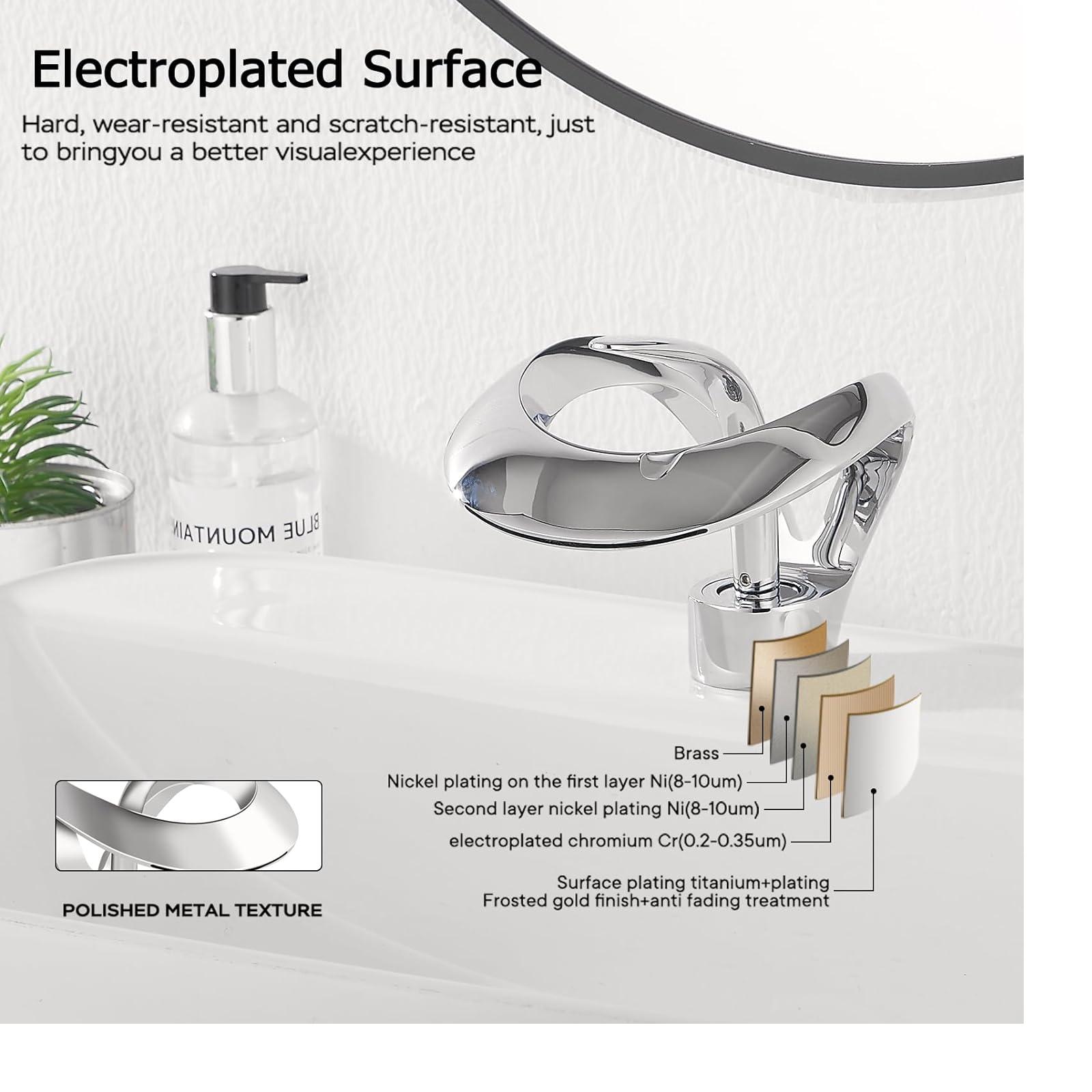 Senlesen Modern Bathroom Faucet Chrome Waterfall Bathroom Sink Faucet Single Hole Single Handle Bathroom Vanity Mixer Taps