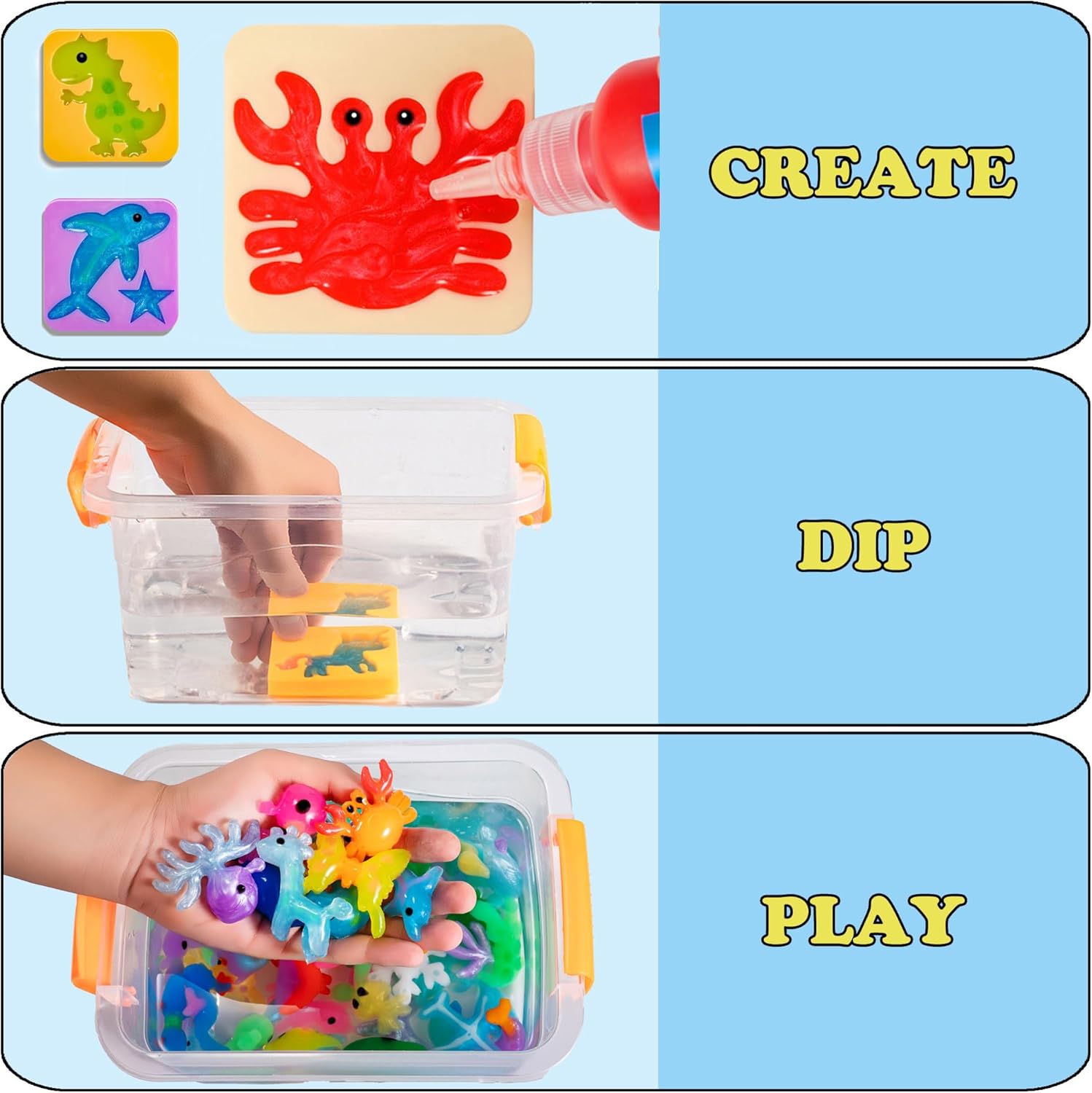 Magic Water Elf Toy Kit with Magic Gels and Molds Imaginative Play Birthday Gifts Party Favors Family Friendly, Water Pets