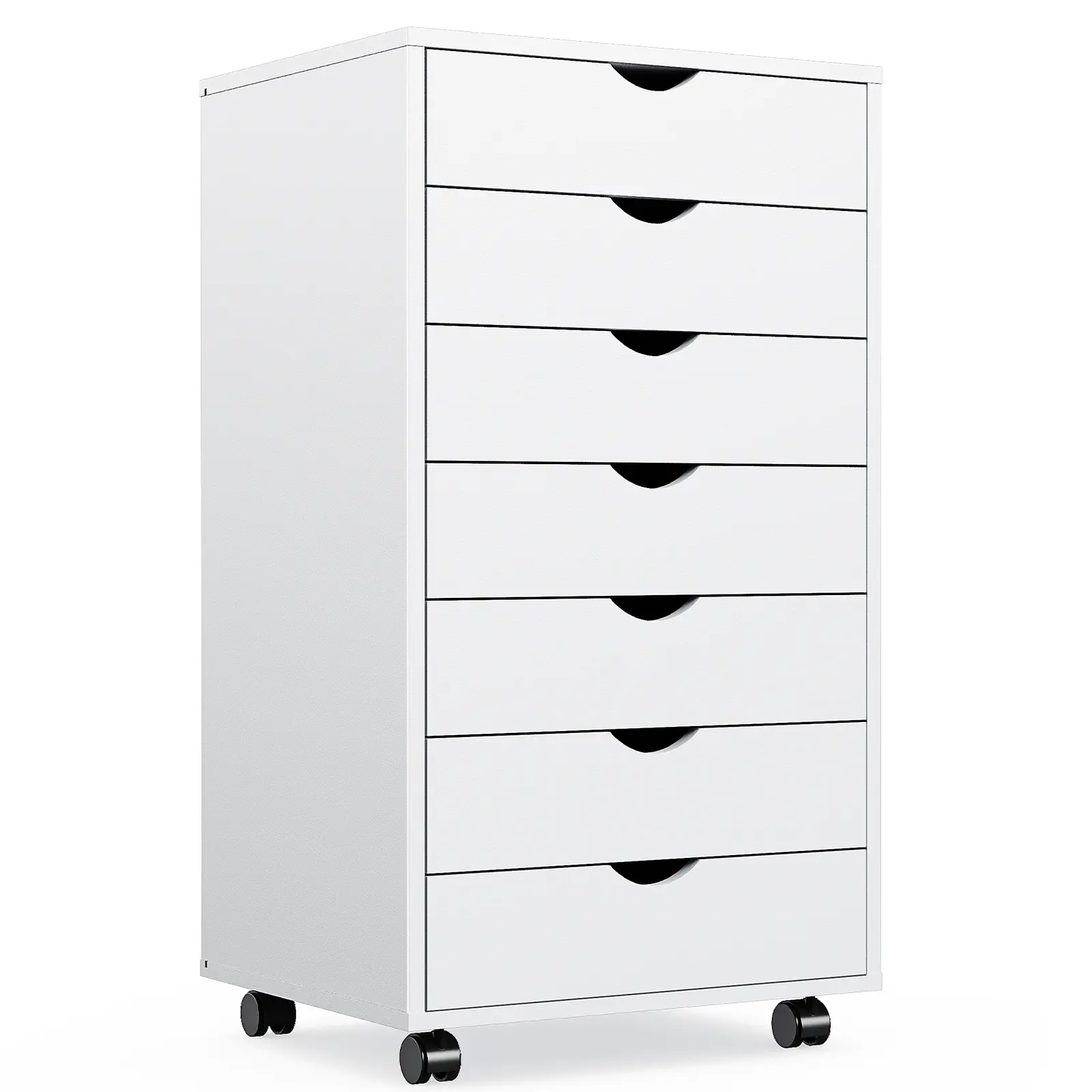 Wood Vertical File Drawers Cabinet - Rolling Mobile Storage Organizer with Wheels, Commercial Office Furniture for Home Office Use