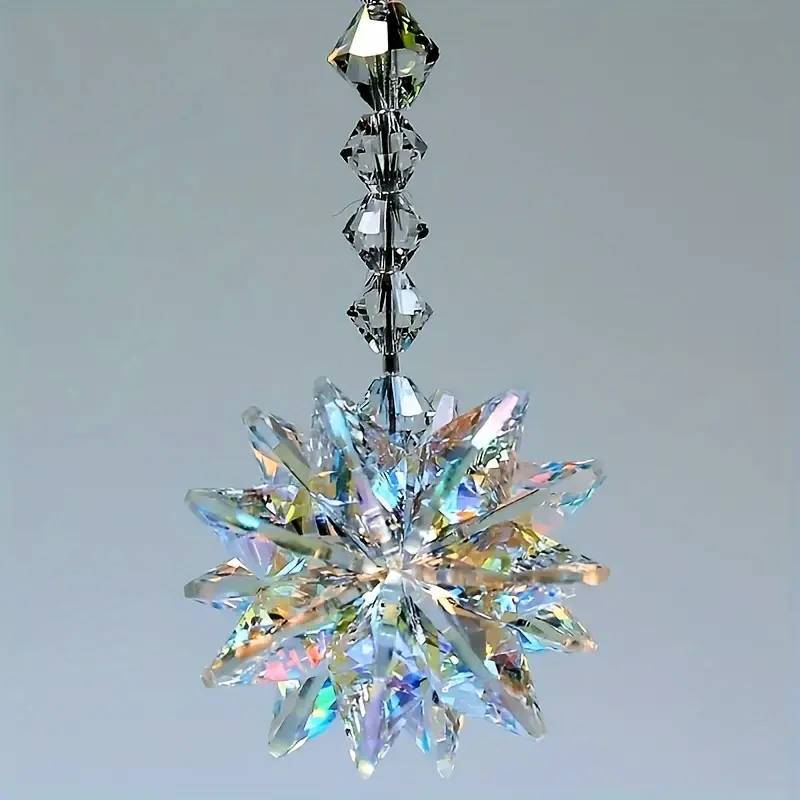 Rainbow Crystal Sun Catcher Snowflake, Perfect Gift for Her, Ideal Window and Office Hanging Decor, Hangable Glass Craft Supplies, Beautiful Present for Mom and Friends, Ornament, Home Decor Items, Decorative Home Accessory