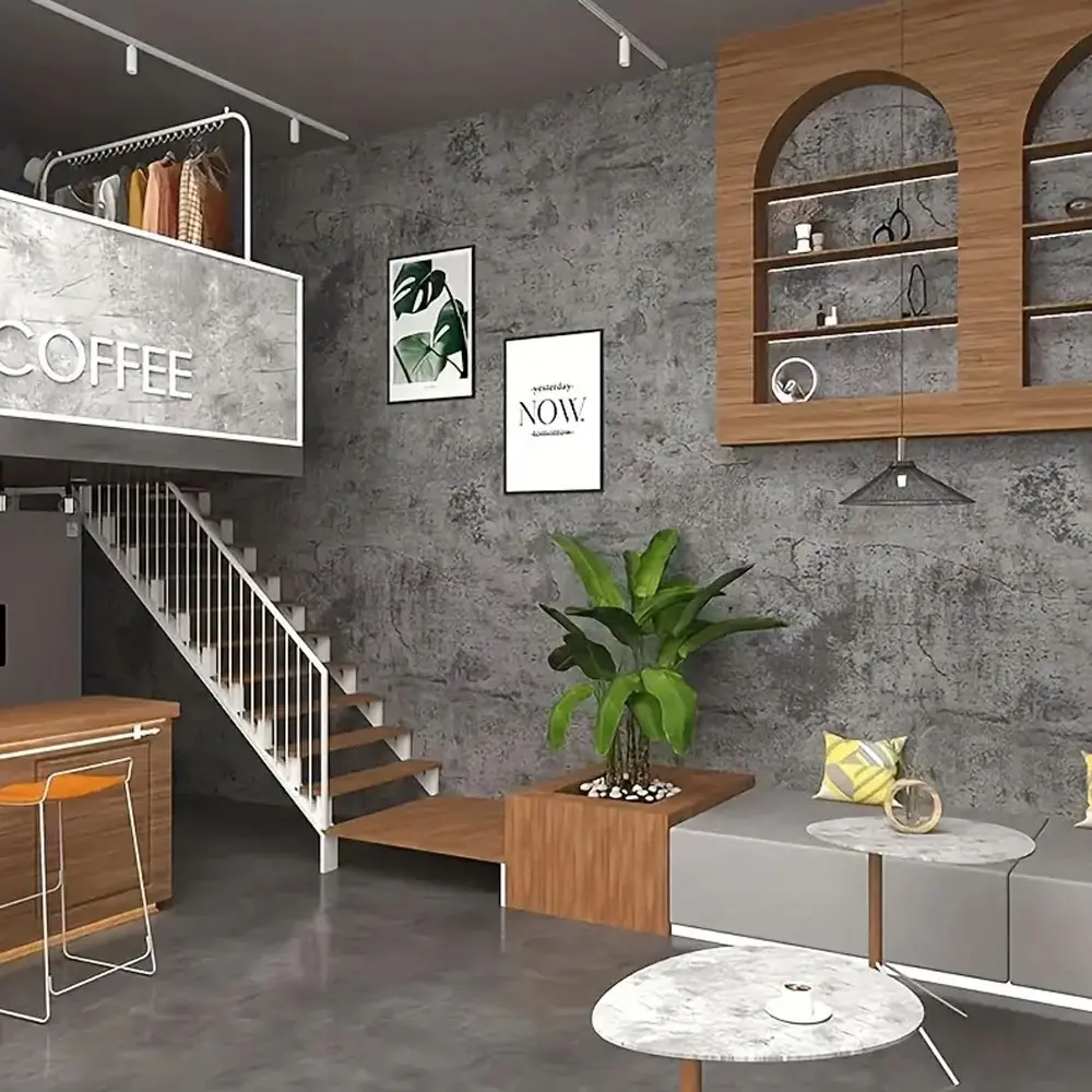 AOZEY Retro Cement Pattern Self-adhesive Wallpaper Peel And Stick Artificial Industrial Gray Concrete Contact Paper 23.6x393.7 Inches Waterproof Oil Prevention Matte Texture Home Decor